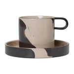 Inlay cup with saucer, sand - brown