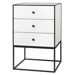 Side & end tables, Frame 49 sideboard with 3 drawers, white, White