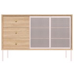 Gabin sideboard with drawers, high, oak - pale pink Gabin sideboard with drawers, high, oak - pale pink