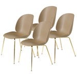 Dining chairs, Beetle chair, brass - pebble brown, set of 4, Brown