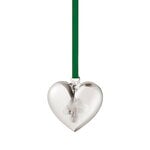 Holiday decorations, Collectable ornament 2023, heart, palladium plated brass, Silver