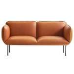 Woud Nakki 2-istuttava sohva, konjakinruskea nahka