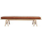 Level daybed, white pigmented oak - nougat leather