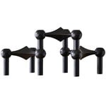 Portacandele STOFF Nagel, set di 3, nero opaco Portacandele STOFF Nagel, set di 3, nero opaco