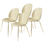 Dining chairs, Beetle chair, brass - pastel green, set of 4, Green