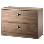 Shelving units, String chest with 2 drawers, 58 x 30 cm, walnut, Brown