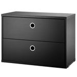 Shelving units, String chest with 2 drawers, 58 x 30 cm, black stained ash, Black