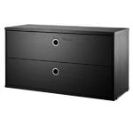 Shelving units, String chest with 2 drawers, 78 x 30 cm, black stained ash, Black