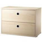 Shelving units, String chest with 2 drawers, 58 x 30 cm, ash, Natural