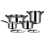 Pots & saucepans, Edo cookware set, 4 pots with 3 lids, Silver