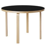 Matbord, Aalto bord 90A, björk - svart linoleum, Svart