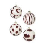 Christmas hand painted glass ornaments, 4 pcs, red brown Christmas hand painted glass ornaments, 4 pcs, red brown