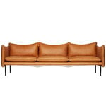 Tiki 3-seater sofa, black steel - cognac leather