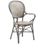 Patio chairs, Rossini dining armchair, taupe rattan, Gray