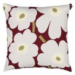 Pieni Unikko cushion cover 45 x 45 cm, dark red-light grey-white Pieni Unikko cushion cover 45 x 45 cm, dark red-light grey-white