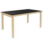 Matbord, Aalto bord 82A, björk - svart linoleum, Svart