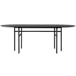 Tables de salle à manger, Table Snaregade, ovale, 210 x 95 cm, chêne noir, Noir