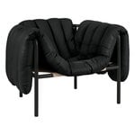 Armchairs & lounge chairs, Puffy lounge chair, black leather - black grey steel, Black