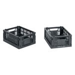 HAY Colour Crate Mini kori, kierrätysmuovi, 2 kpl, charcoal