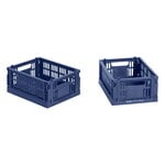 HAY Colour Crate Mini kori, kierrätysmuovi, 2 kpl, dark blue