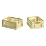HAY Colour Crate Mini kori, kierrätysmuovi, 2 kpl, light yellow