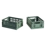 HAY Colour Crate Mini kori, kierrätysmuovi, 2 kpl, sage green