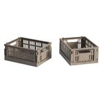 HAY Colour Crate Mini kori, kierrätysmuovi, 2 kpl, warm grey