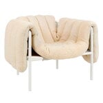 Armchairs & lounge chairs, Puffy lounge chair,  eggshell boucle - cream steel, White