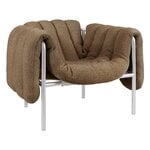 Armchairs & lounge chairs, Puffy lounge chair, sawdust boucle - stainless steel, Brown