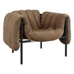 Puffy lounge chair,  sawdust boucle - black grey steel