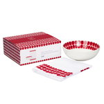 24h Tuokio deep plate and tea towel, red 24h Tuokio deep plate and tea towel, red