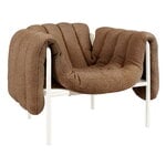 Puffy lounge chair,  sawdust boucle - cream steel