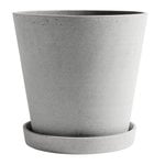 Outdoor planters & plant pots, Flowerpot and saucer, XXL, grey, Gray