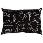Decorative cushions, Onnenmaa cushion cover, 40 x 60 cm, black - white, Black