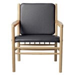 Armchairs & lounge chairs, J147 lounge chair, oak - black leather, Black