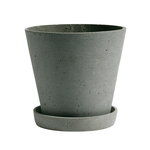 Outdoor planters & plant pots, Flowerpot and saucer, L, green, Green