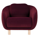 Bobo Velvet lounge chair, burgundy - birch Bobo Velvet lounge chair, burgundy - birch