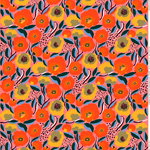 Rosarium coated cotton fabric, pink-blue-red Rosarium coated cotton fabric, pink-blue-red