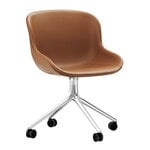 Office chairs, Hyg chair with 4 wheels, swivel, aluminium - brandy leather Ultr, Brown