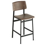 Loft bar stool 65 cm, black - stained dark brown