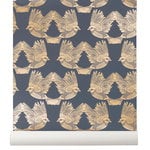 Carta da parati Birds, blu scuro - oro Carta da parati Birds, blu scuro - oro
