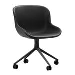 Office chairs, Hyg chair with 4 wheels, swivel, black - black leather Ultra, Black