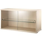 Shelving units, String display cabinet w/ sliding glass doors, 78 x 30 cm, ash, Natural