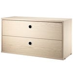Shelving units, String chest with 2 drawers, 78 x 30 cm, ash , Natural
