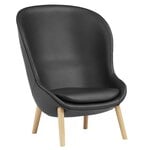 Armchairs & lounge chairs, Hyg lounge chair, high, oak - black leather Ultra, Black