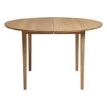 Ruokapöydät, No 3 pöytä, 120 cm, jatkettava, valkoöljytty tammi, Luonnonvärinen