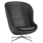 Armchairs & lounge chairs, Hyg lounge chair, high, swivel, aluminium - black leather Ultra, Black