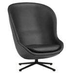 Armchairs & lounge chairs, Hyg lounge chair, high, swivel and tilt, black - black leather, Black