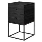 Tavoli da appoggio, Credenza Frame 35 con 2 cassetti, frassino tinto nero, Nero