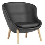 Armchairs & lounge chairs, Hyg lounge chair, low, oak - black leather Ultra, Black